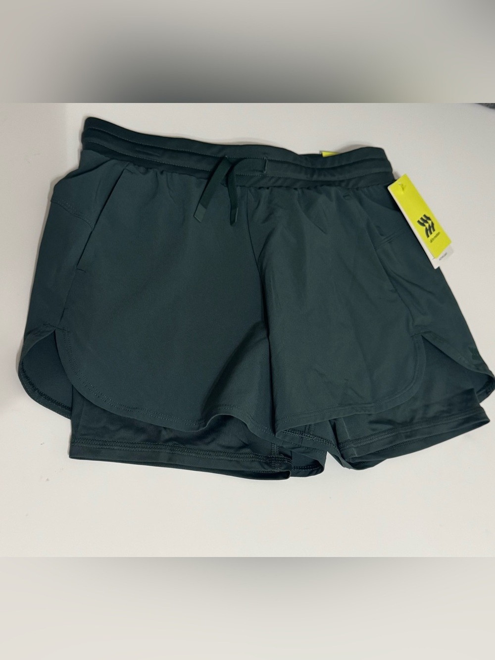all in motion Dark Green Girls Athletic Layered Shorts